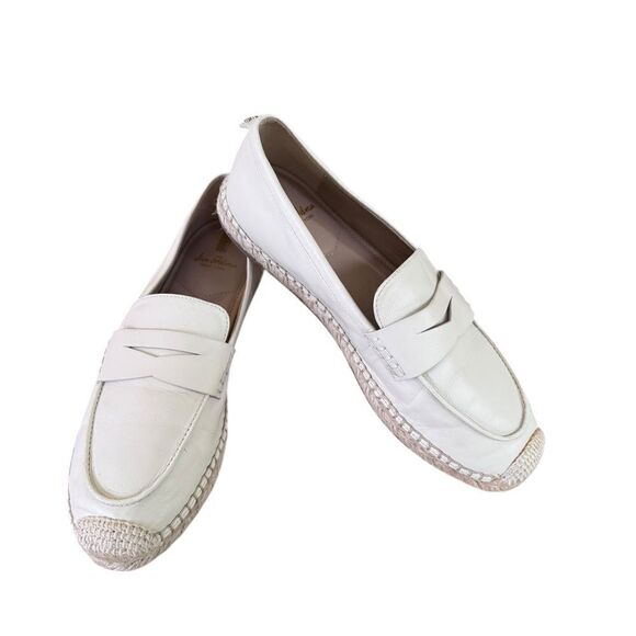 Sam Edelman Kai Espadrille Flat Loafer in Modern Ivory Leather 9 - Picture 1 of 9